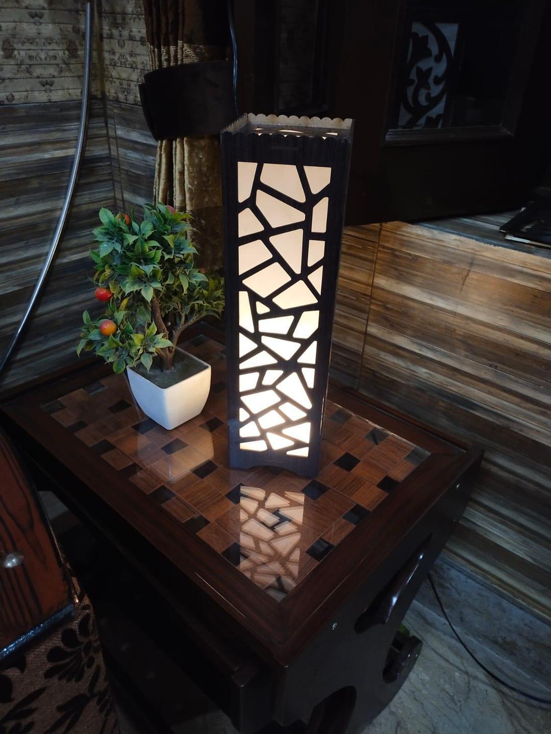 Big Size Wooden Side Table Lamp With laser cutting