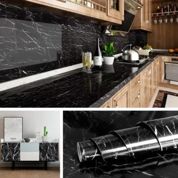 Black Marble Self Adhesive Sheet