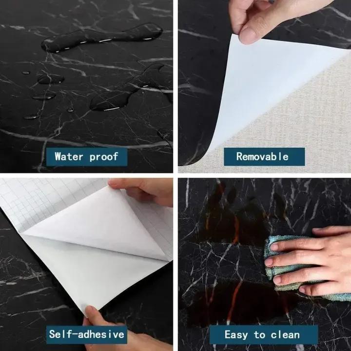 Black Marble Self Adhesive Sheet